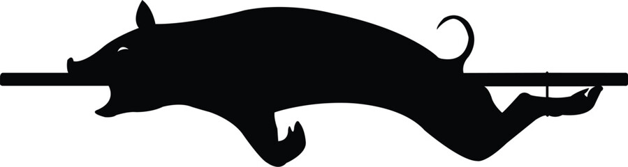 Roast sucking pig on iron logo black silhouette vector illustration. 