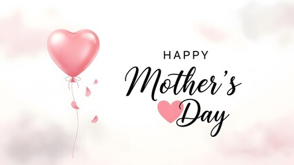 Happy mother's day wishes with pink heart balloon
