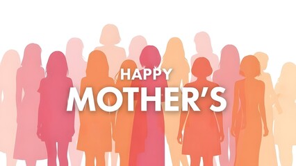 Happy mother's day greeting with silhouette of people