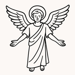 Angel Man with Wings: Divine Celestial Being Vector Illustration, Isolated on White background