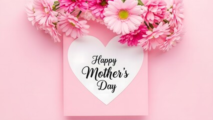 Happy mother's day wishes with beautiful pink flowers and heartfelt greeting