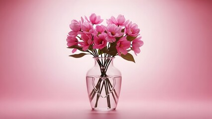 Happy mother's day pink flowers bouquet in glass vase gift