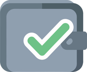 Wallet with Green Checkmark Flat Icon