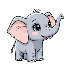 Fototapeta premium baby elephant cartoon character vector illustration on white background