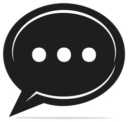 Fototapeta premium Black speech bubble icon with three dots symbolizing conversation or thinking