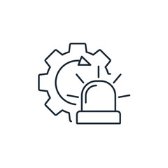 Dangerous process.Risk аssessment. Vector linear icon illustration isolated on white background.