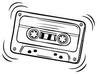 Retro audio cassette tape with sound waves