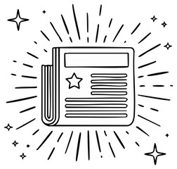 News Icon with Radiating Lines and Starburst Illustration