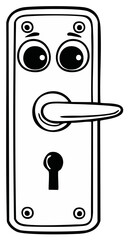 Funny cartoon door handle: A silly, playful drawing with large eyes and a quirky design.