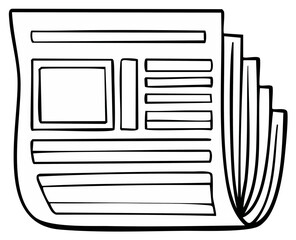 Newspaper Outline Icon Illustration, Reading Media, Headlines, and Press Reporting