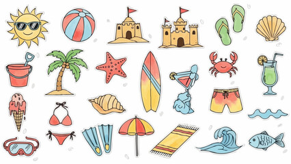 Summer Beach Vacation Icons Collection. © Asep