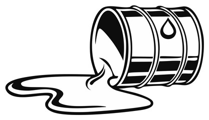 Spilled petroleum oil barrel in vector illustration, concept of resource loss