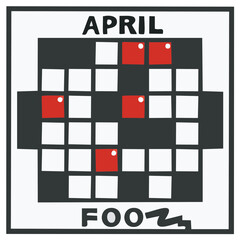 April Fools Day Calendar Icon. Holiday Design. Mockery. Pranks. Funny Trickery. Seasonal event