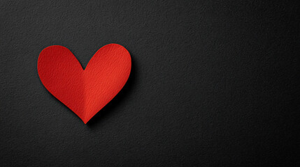 Obraz premium Vibrant red heart shape stands out against minimalist black background, creating striking visual contrast that evokes feelings of love and warmth