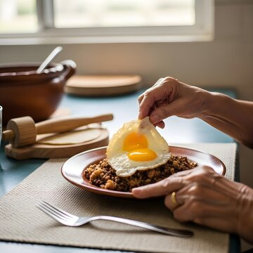 Warm Intimate Scene Tico Family Dining Table Lunch Hour Casado Lovingly Plated Abuela's Hands