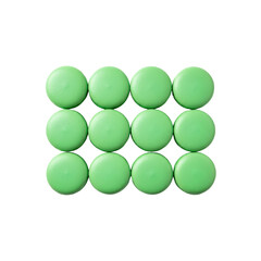 Green macarons organized in a pattern