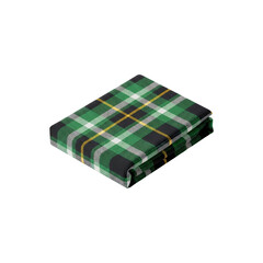 Folded green tartan cloth blanket