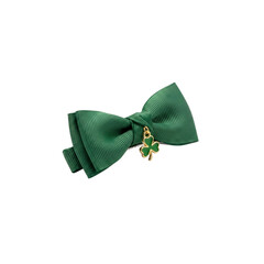 Green bow tie hair clip with shamrock