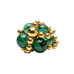 Green marbles and gold beads