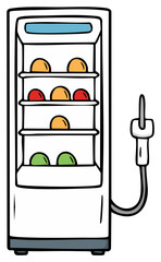 Cartoon appliance with food inside, concept art