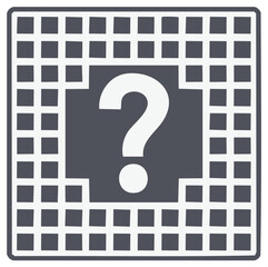 A Question Mark Symbol in the Center of a Square Composed of Smaller Squares Design, Flat Vector Illustration