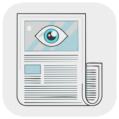 Newspaper with a large eye symbol representing attention and observation