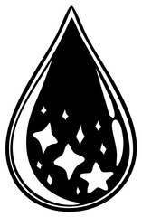Clean water drop icon with sparkling stars illustration