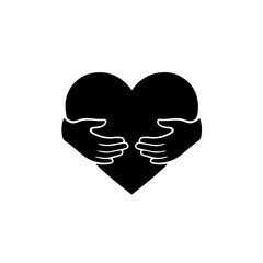 A unique black and white concept showing two hands coming out from inside a heart to embrace its exterior, symbolizing self-love, inner strength, and psychological harmony