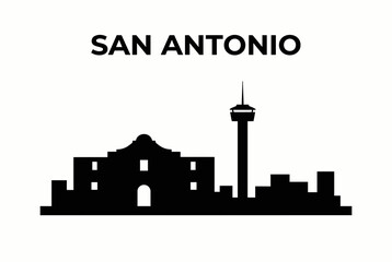 Fototapeta premium San Antonio skyline with Alamo and Tower silhouette vector illustration