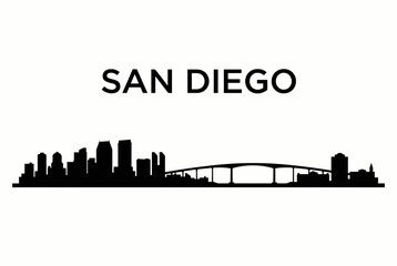 San Diego California skyline silhouette isolated vector illustration