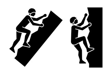 Fototapeta premium Two people climbing rock faces with ropes and helmets in black and white rock climbing climbers