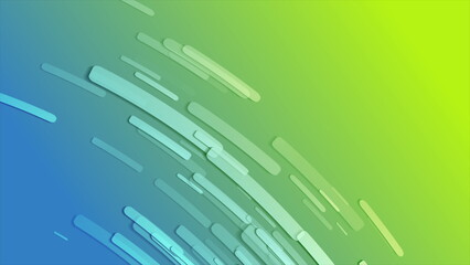 Blue green curved geometric glossy stripes abstract tech background