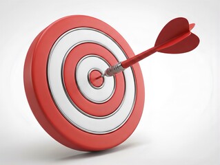 ターゲットの真ん中に命中したダーツの矢、ビジネスの目標達成と成功のコンセプト（3Dレンダリング）