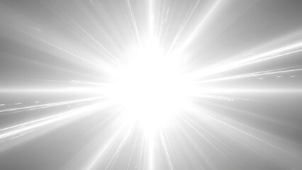 Bright white light rays on gray background