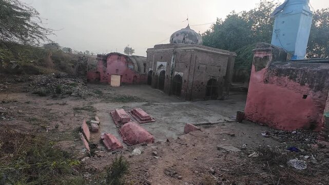 Historic Ancient Graves and  Tomb Structure Located inside the Hansi Fort Complex in Hisar Haryana India during Sunset
