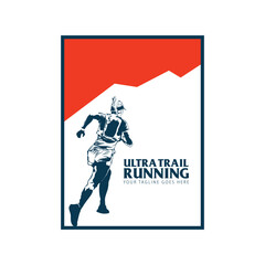 ultra trail run logo vector image