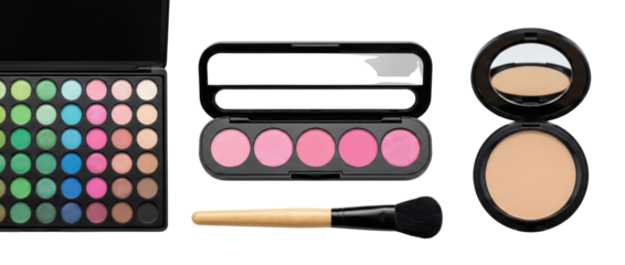 Cosmetic Makeup Palette Assortment with Blush and Powder Compact