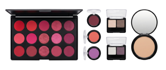 Makeup Palette and Cosmetics Collection: Eyeshadows, Blush, and Powder