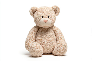 Fototapeta premium Cute, cuddly teddy bear in a studio setting, perfect for childhood, comfort, and heartwarming design projects, inviting warmth