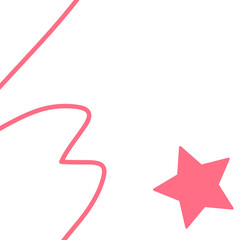 ピンク色の星と曲線の抽象背景・夢や希望を表現する装飾パーツ・可愛らしくポジティブな印象のアート