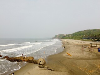 Vagator Beach in Goa, India, Calm Coastal Landscape Along the Arabian Sea
