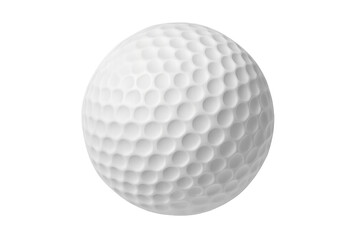 White golf ball showing dimples on transparent background