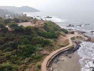 Vagator Beach in Goa, India, Calm Coastal Landscape Along the Arabian Sea
