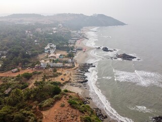 Vagator Beach in Goa, India, Calm Coastal Landscape Along the Arabian Sea
