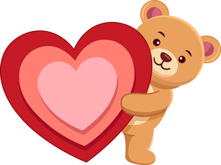 Cute Teddy Bear Valentine Illustration Collection with Hearts and Balloons