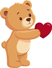 Obraz premium Cute Teddy Bear Valentine Illustration Collection with Hearts and Balloons