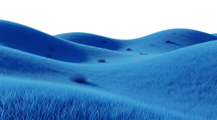 A serene landscape of rolling blue hills under a dark sky
