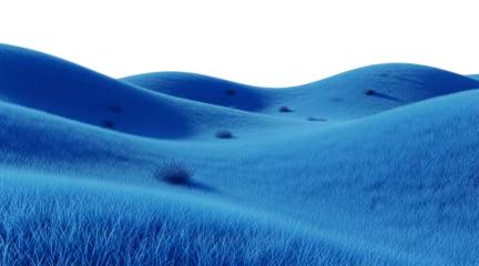 A serene landscape of rolling blue hills under a dark sky
