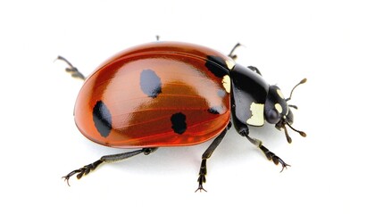 Detailed Red Ladybug Macro on Pristine White Background © coor