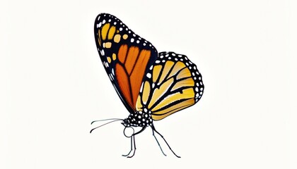 Naklejka premium Vibrant Monarch Butterfly Isolated on Clean White Background